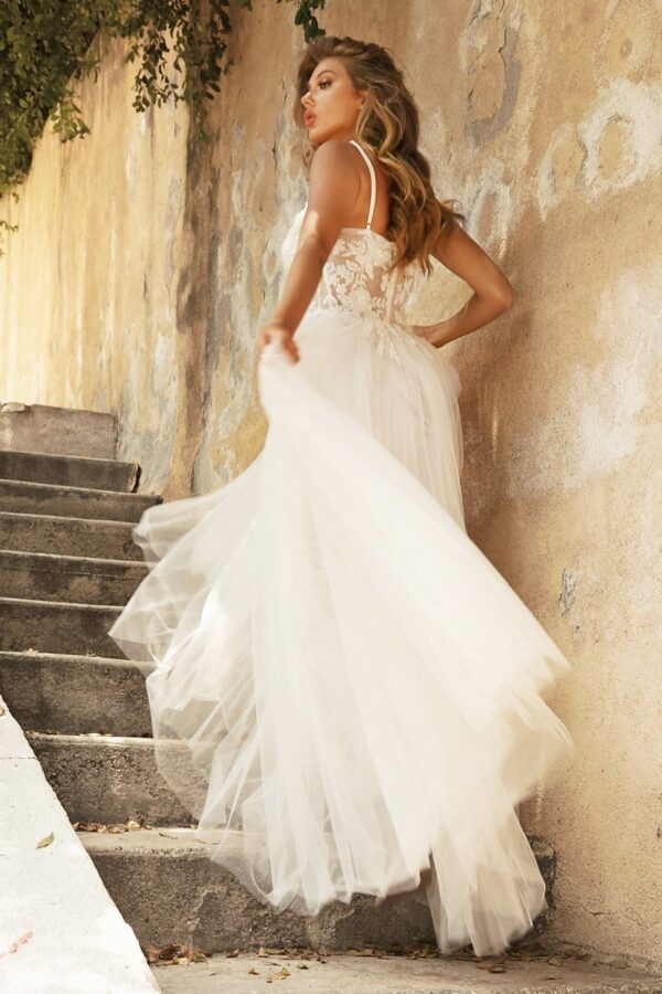 Vestido de Novia de Tul en L?nea A con Capas - Imagen 7