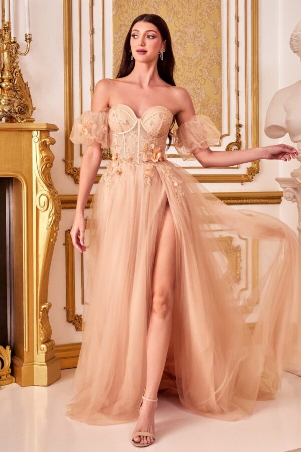 Vestido de Baile Floral sin Tirantes - Imagen 8