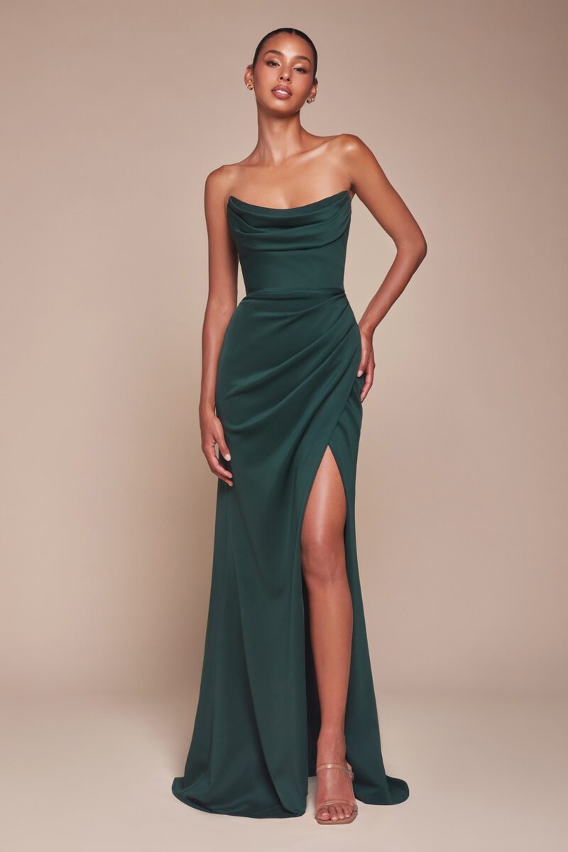 Vestido de Gasa sin Tirantes, con Escote Redondo y Corpi?o Estructurado - Imagen 5