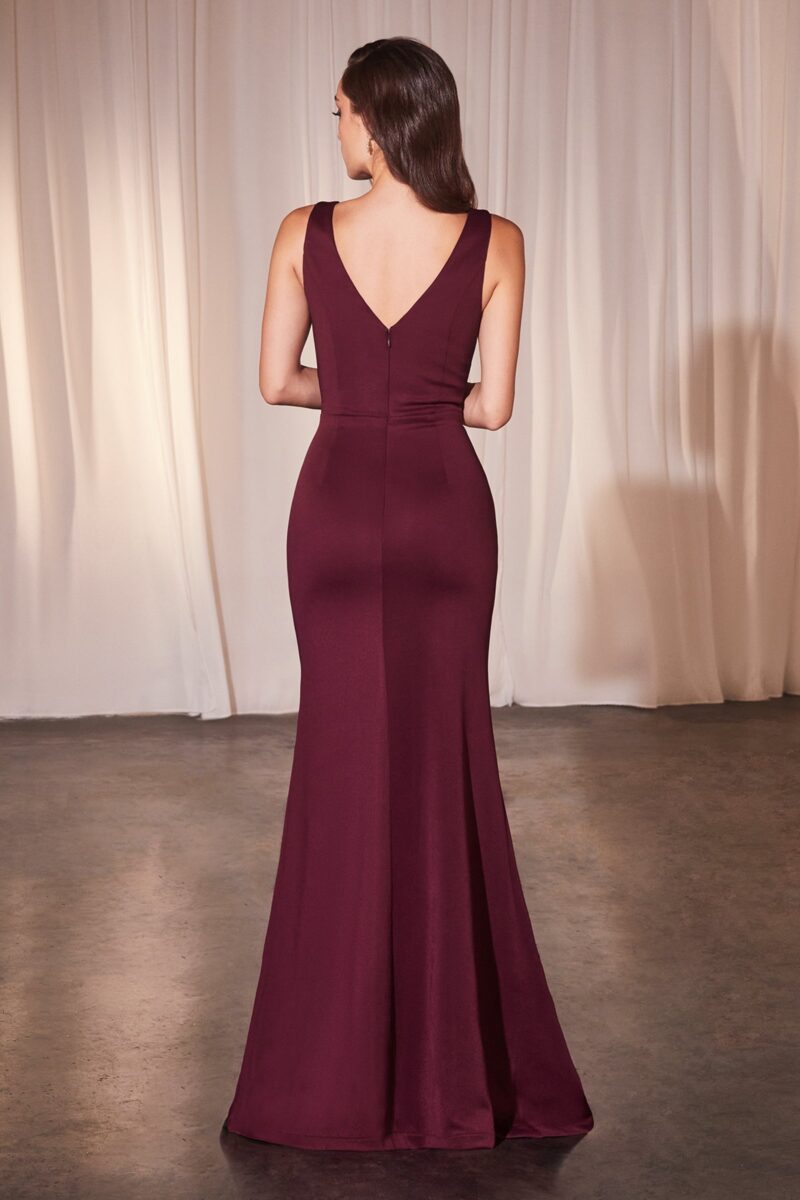 Vestido Ajustado de Neopreno Ligero Color Vino Tinto - Imagen 2