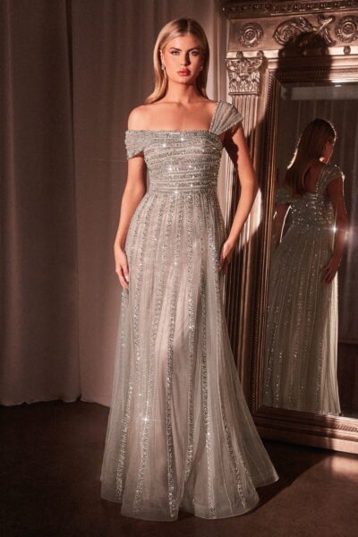 Vestido A-Line de Brillantes, Corpi?o Asim?trico sin un Hombro