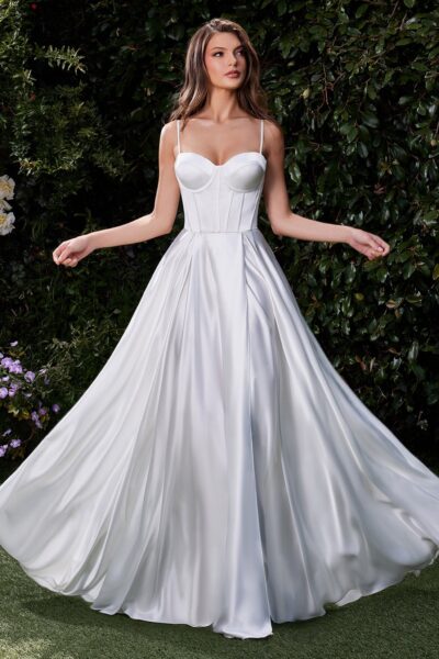 Vestido de Novia de Sat?n en L?nea A y Corset de Barilla