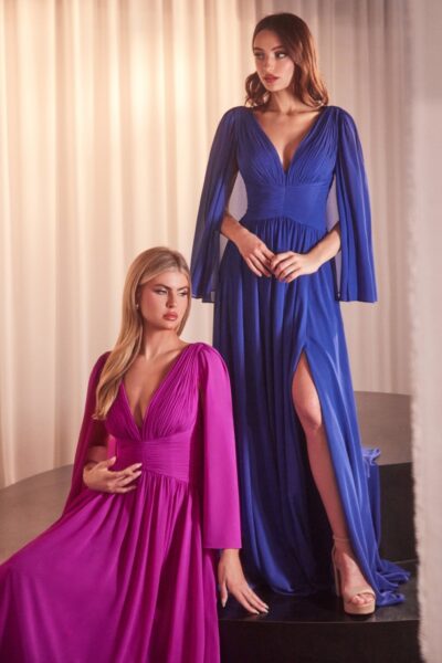 Vestido A-line de Gasa con Escote en V
