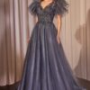 Vestido de Gala en Tul Azul Medianoche con Brillo en Capas - Imagen 5