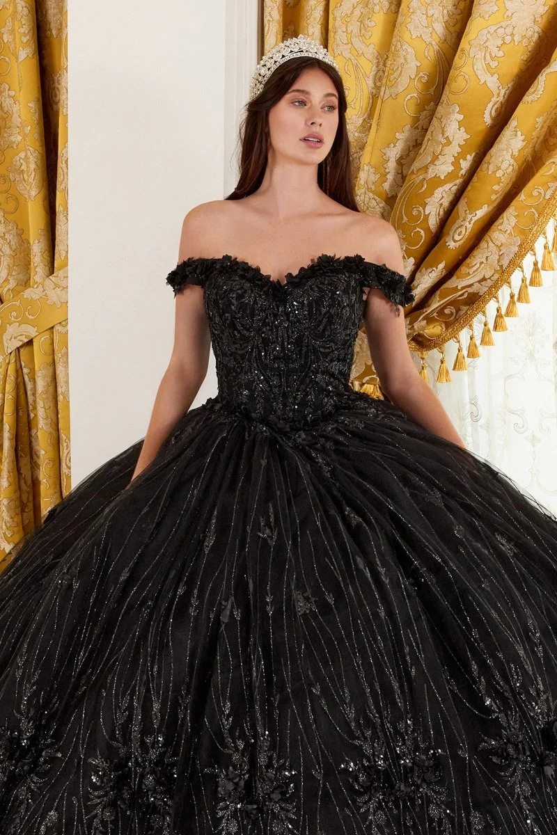 Vestido de Baile Floral de Quinceañera con Hombros Descubiertos - Imagen 7