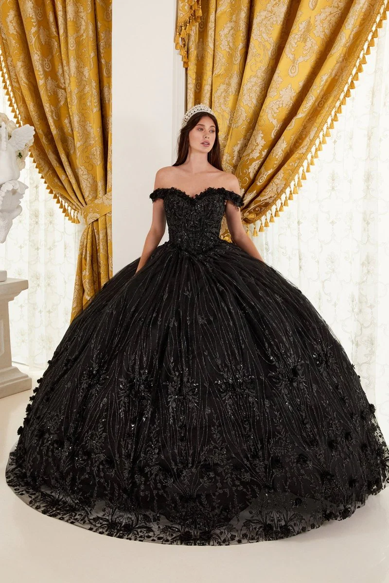Vestido de Baile Floral de Quinceañera con Hombros Descubiertos - Imagen 6